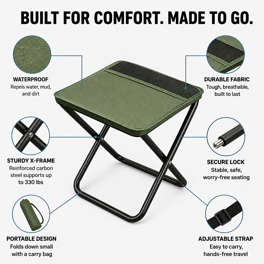 TrailNest™ Portable Seat — Adventure-Ready Comfort That Moves as Light as You Do