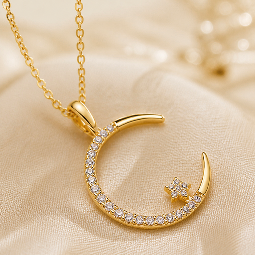 LumaLuxe™ Crescent Star Necklace — Ignite Your Inner Glow and Captivate Every Room