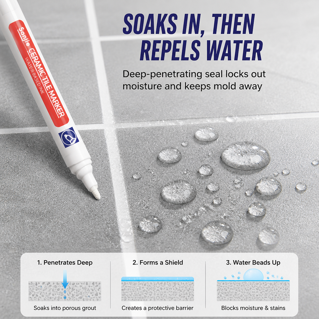 PureSeal™ Grout Renewal Pen — Instantly Revive Grout and Lock Out Mold for a Spotless, Proud Home