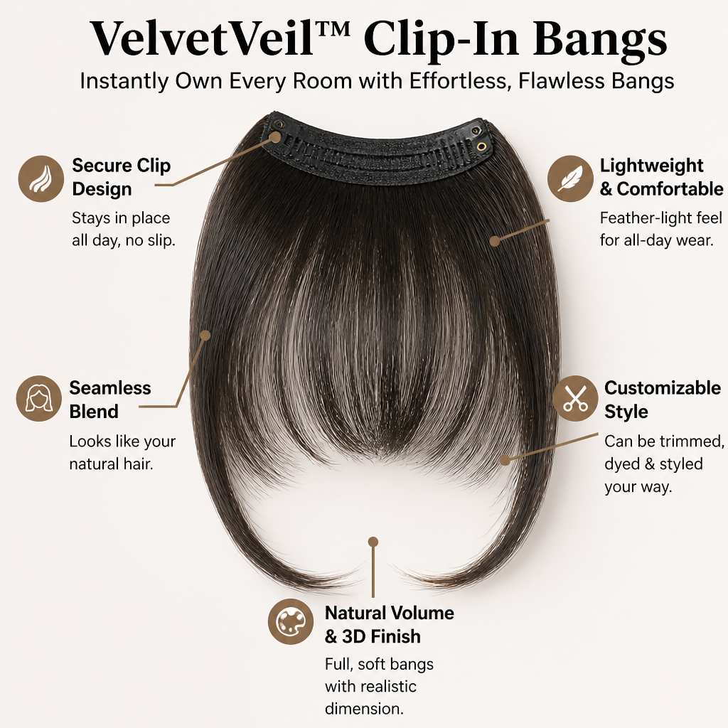 VelvetVeil™ — Instantly Own Every Room with Effortless, Flawless Bangs