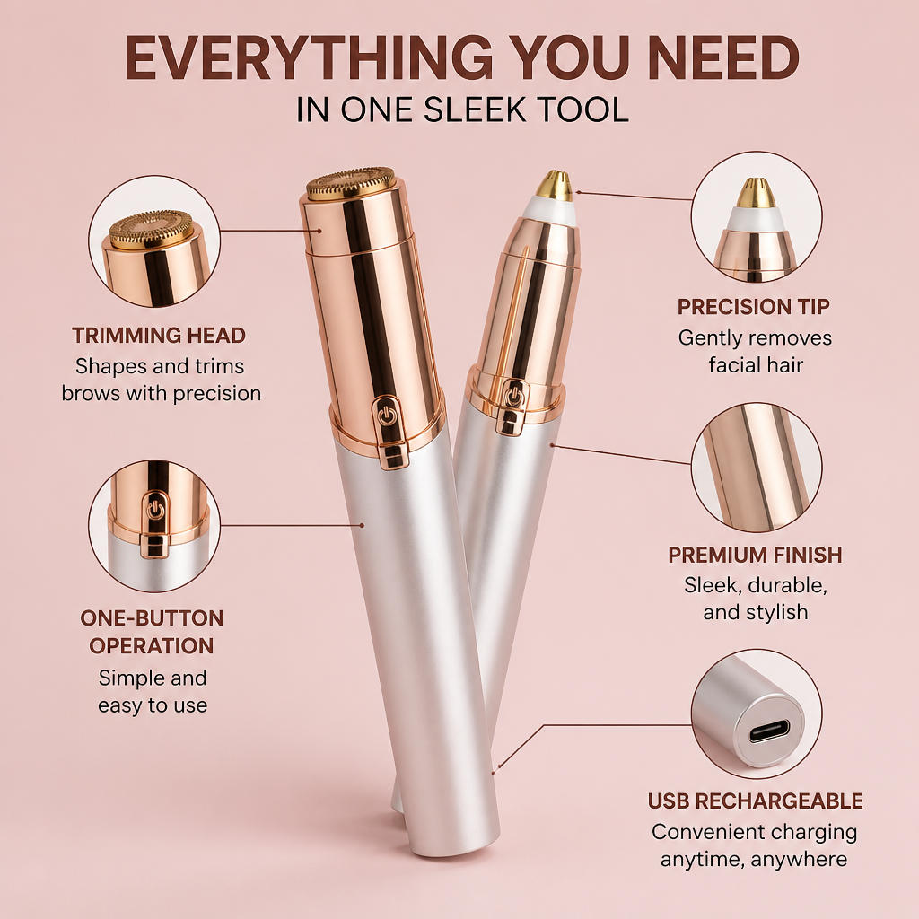 SleekLine™ 2-in-1 Brow Sculptor & Facial Hair Remover — Command Perfect Brows and Silky Smooth Skin Anytime, Anywhere