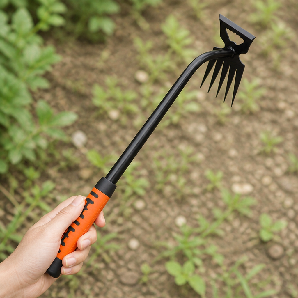Carbon Steel Long-Handled Garden Weeder (6-Tooth)