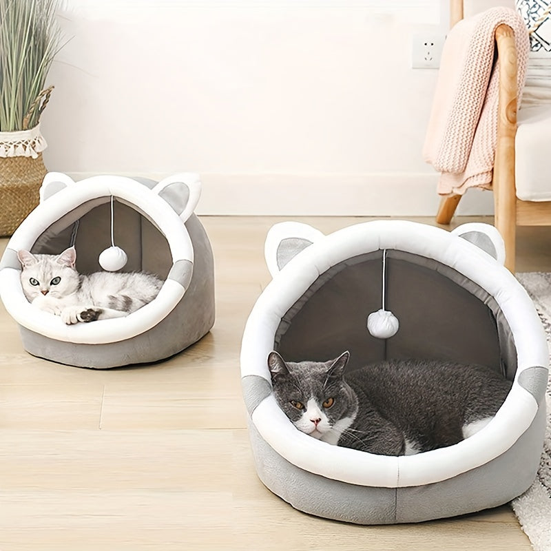 Snuggly Haven - Plush Cozy Cat Cave Bed for Ultimate Comfort