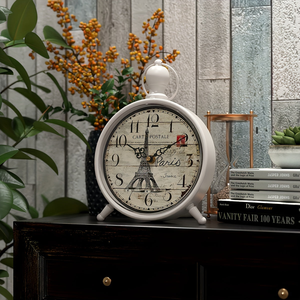 Parisian Charm Desk Clock with Silent Quartz Movement