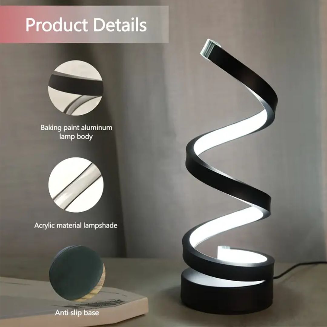 Spiral LED Table Lamp – Touch-Activated Adjustable Brightness