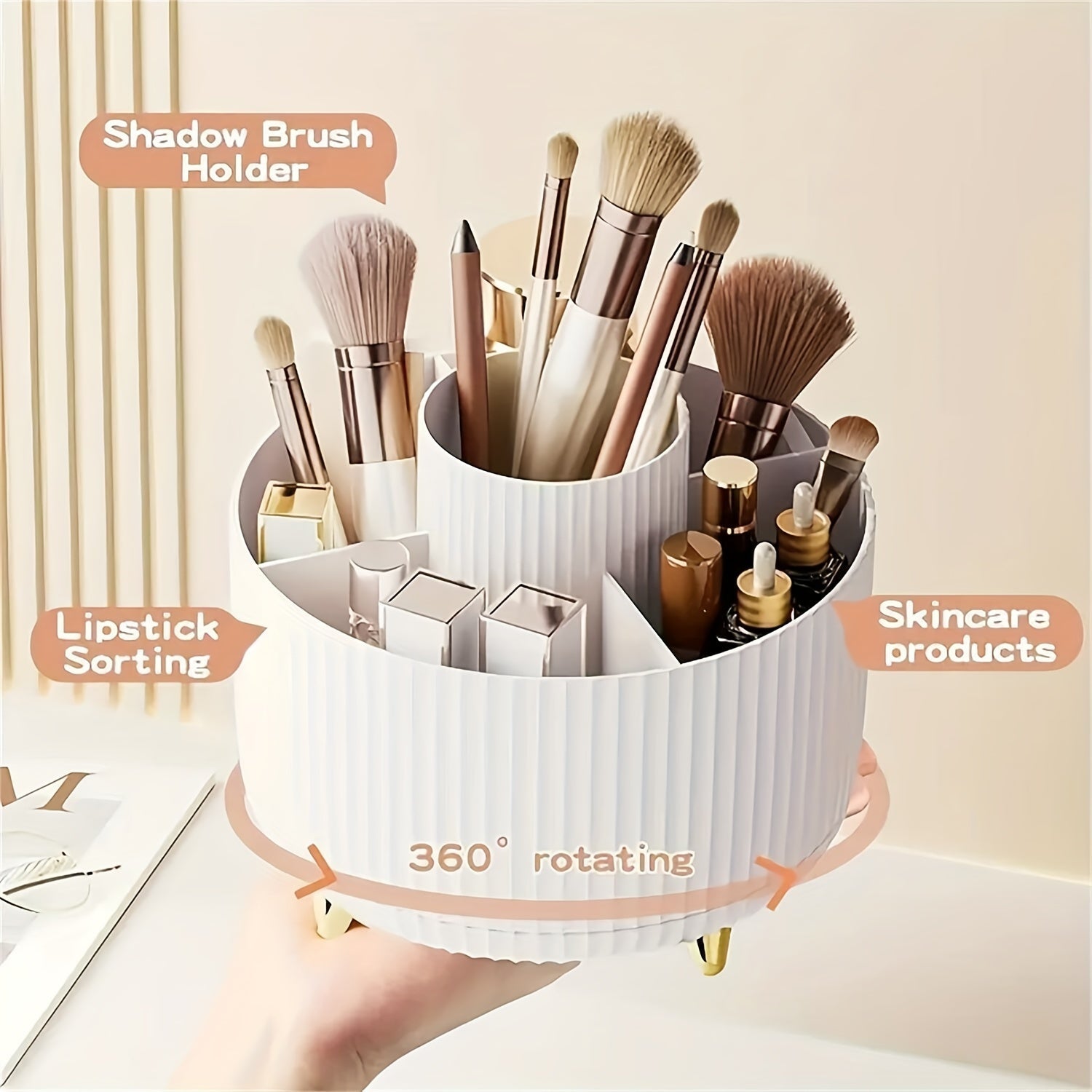 RevolveStyle - 360° Rotating Makeup Organizer with 5 Compartments
