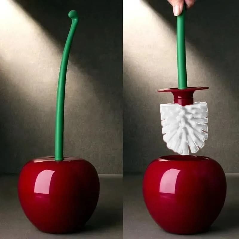Cherry-Shaped Toilet Brush Holder Set
