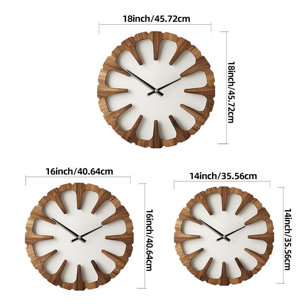 Silent Round Wall Clock in Artistic Wood Design
