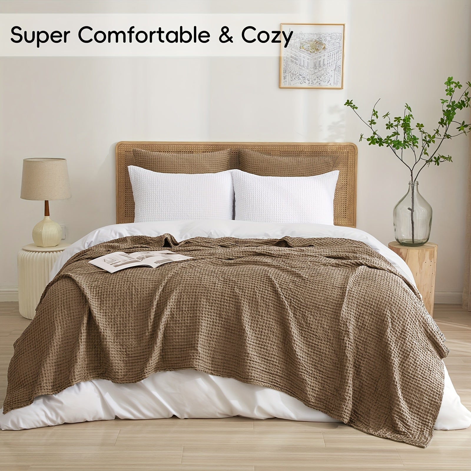BREEZEWEAVE – All-Season Lightweight Waffle Blanket for Ultimate Comfort