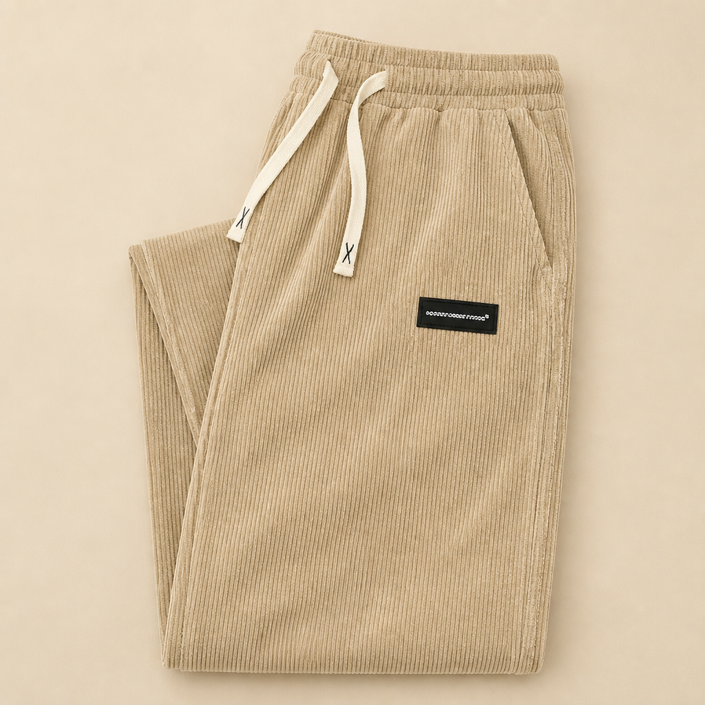BlazeStride™ – Comfortable Straight-Leg Corduroy Trousers with Drawstring Waist