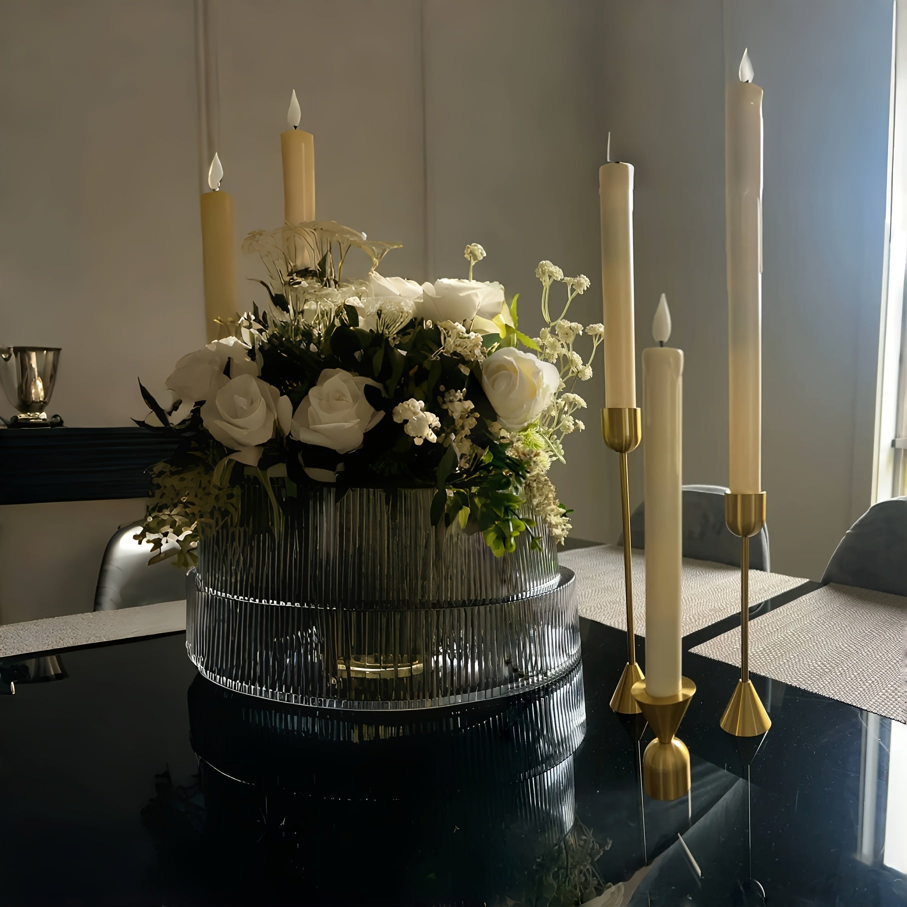 Trinity Flame – 3-Piece Modern Candle Holder Ensemble