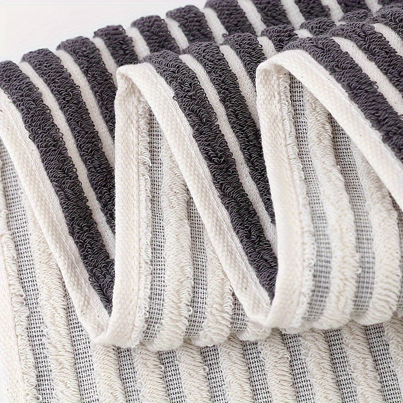 Chic Cotton Loop Towels Set with Stripes for Easy Hanging