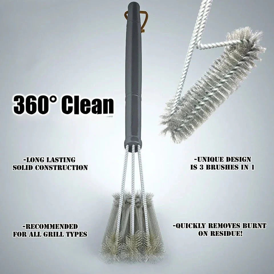 Stainless Steel BBQ Grill Grate Cleaning Brush | Removes Burnt Residue | Secure Grip | FireScrub