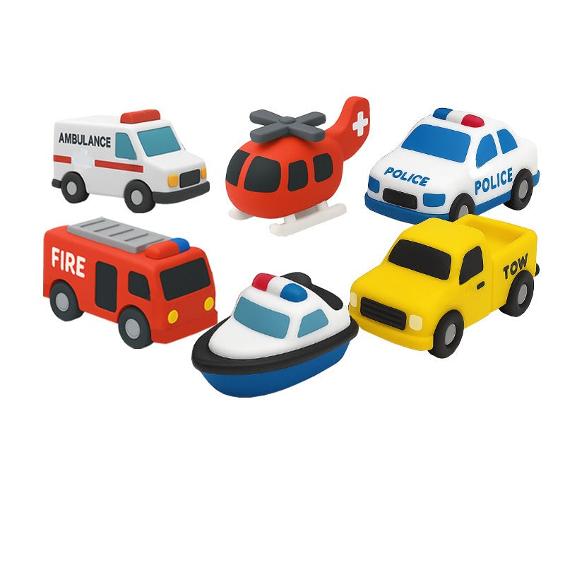 6-Piece Silicone Vehicle Bath Toy Collection