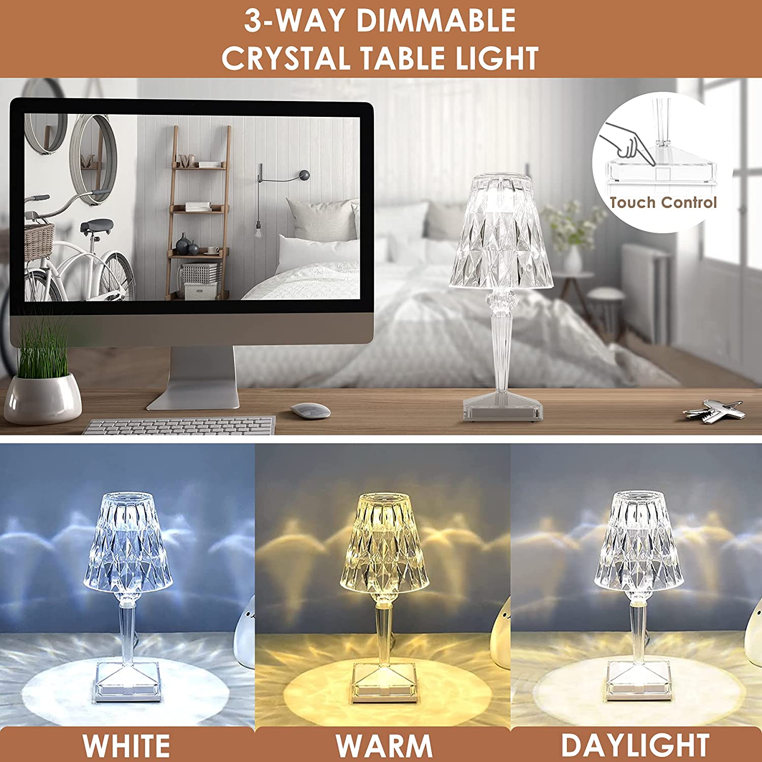 LED Crystal Glass Table Lamp