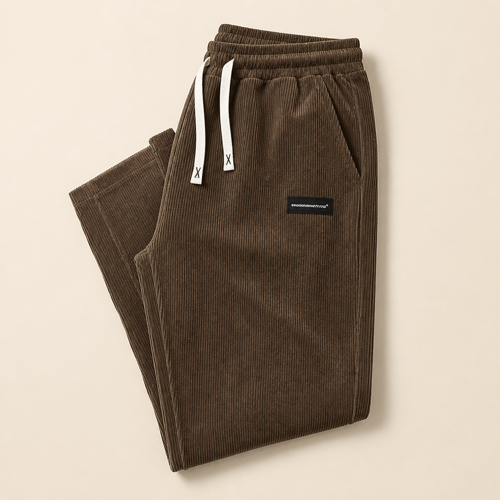 BlazeStride™ – Comfortable Straight-Leg Corduroy Trousers with Drawstring Waist