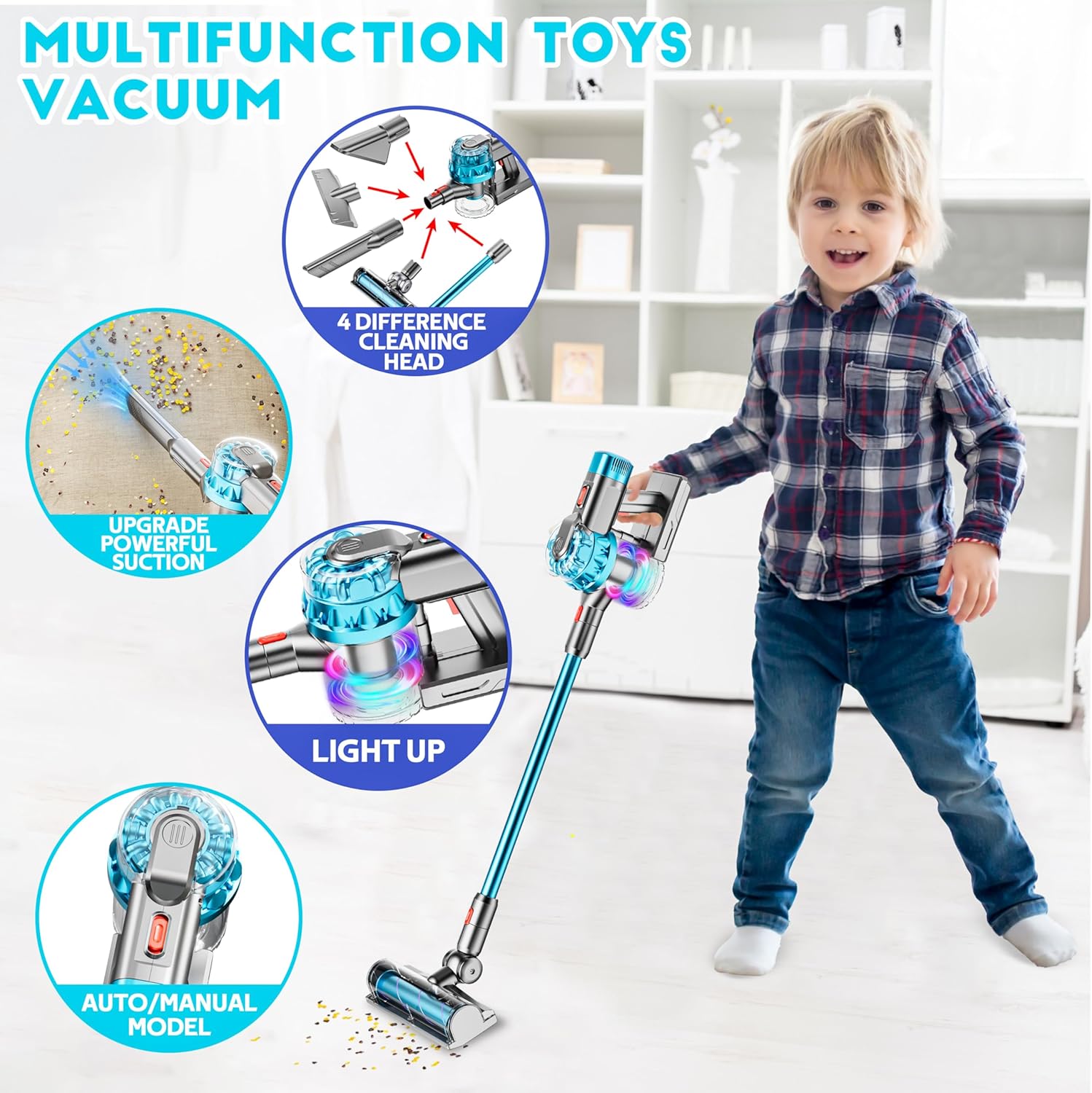 Multi-Function Kids Cleaning Vacuum with Realistic Action