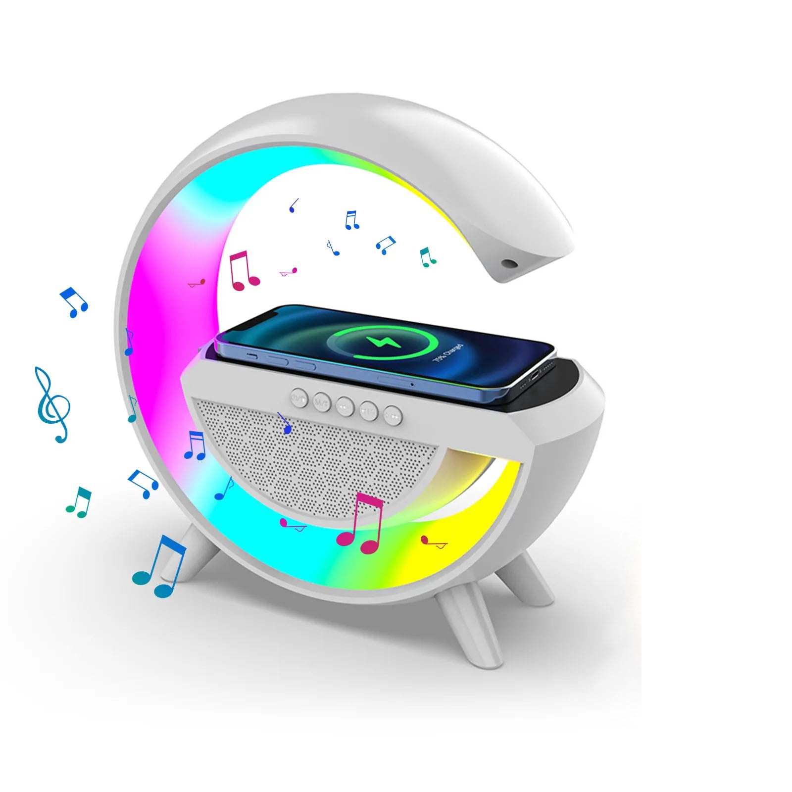 Versatile 4-in-1 Wake-Up Hub with Mood Lighting & Charger