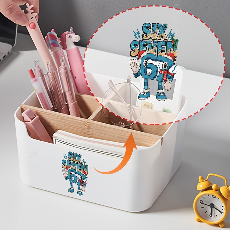 Eco-Friendly Bamboo Desktop Organizer with Unique Flair