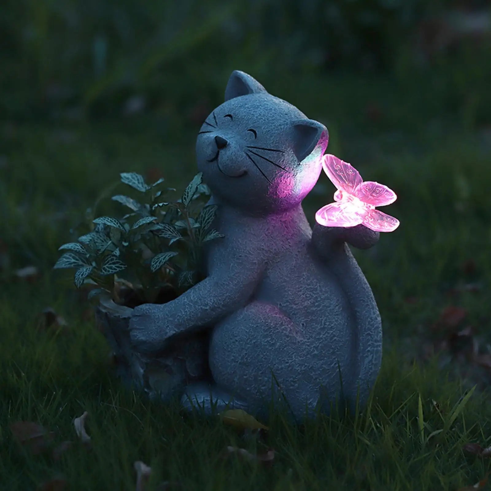 LED Lighted Solar Cat Sculpture – 21 cm Outdoor Ornament
