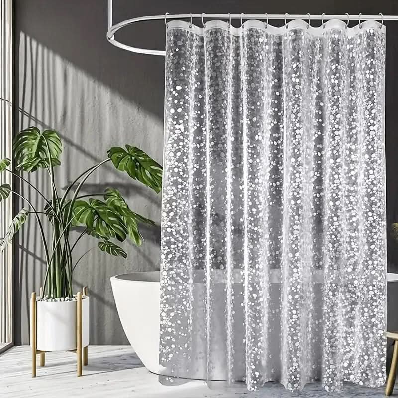 Waterproof Shower Curtain with Pebble Pattern – Clear Design