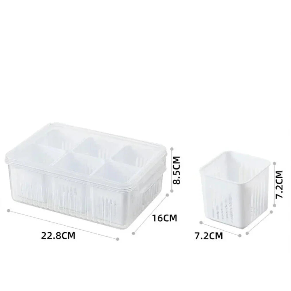 Refrigerator Storage Container | Drain Insert with Moisture Control | Stackable Tray | CoolClear
