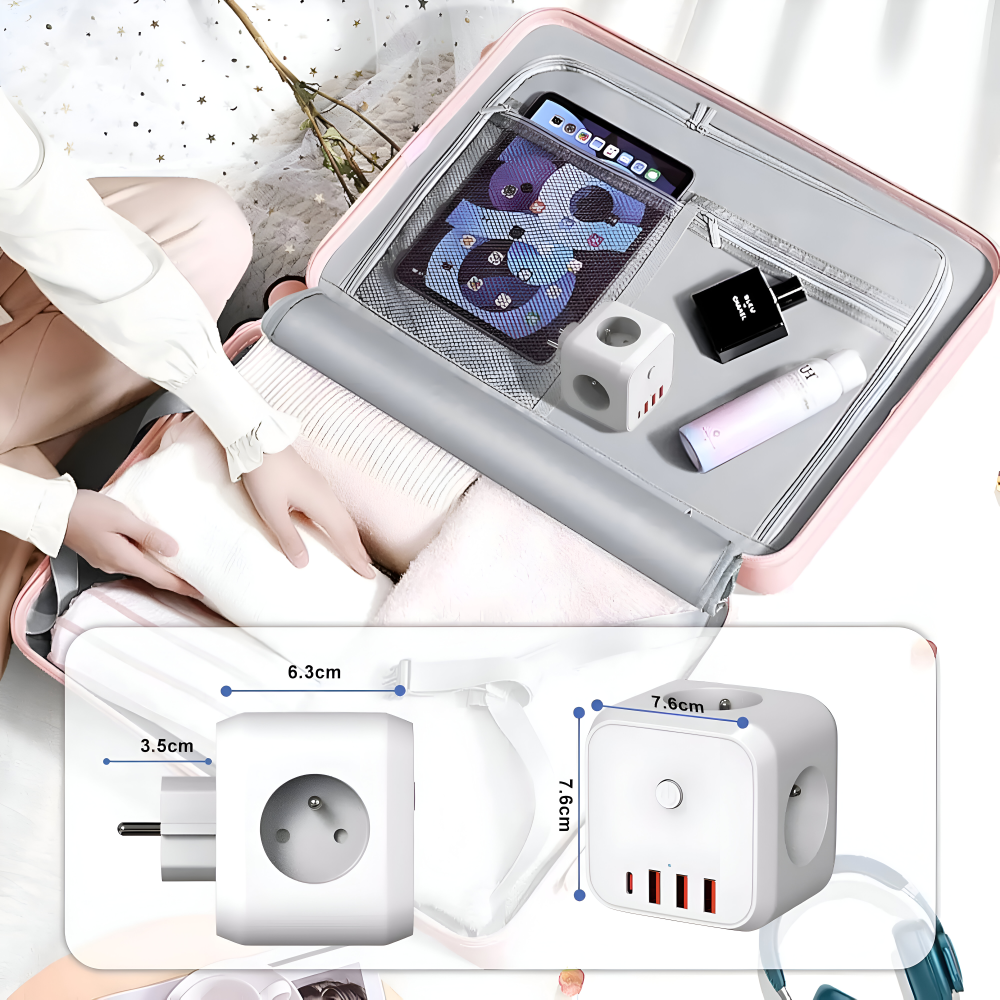 Cube Power Board | Multi-Outlet | Overload Protection with On-Off Switch | PowerCube