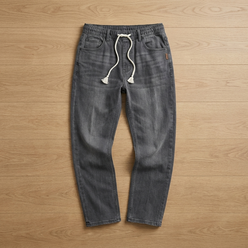 RamoraStride™ – Straight Leg Relaxed Jeans with Drawstring Waist
