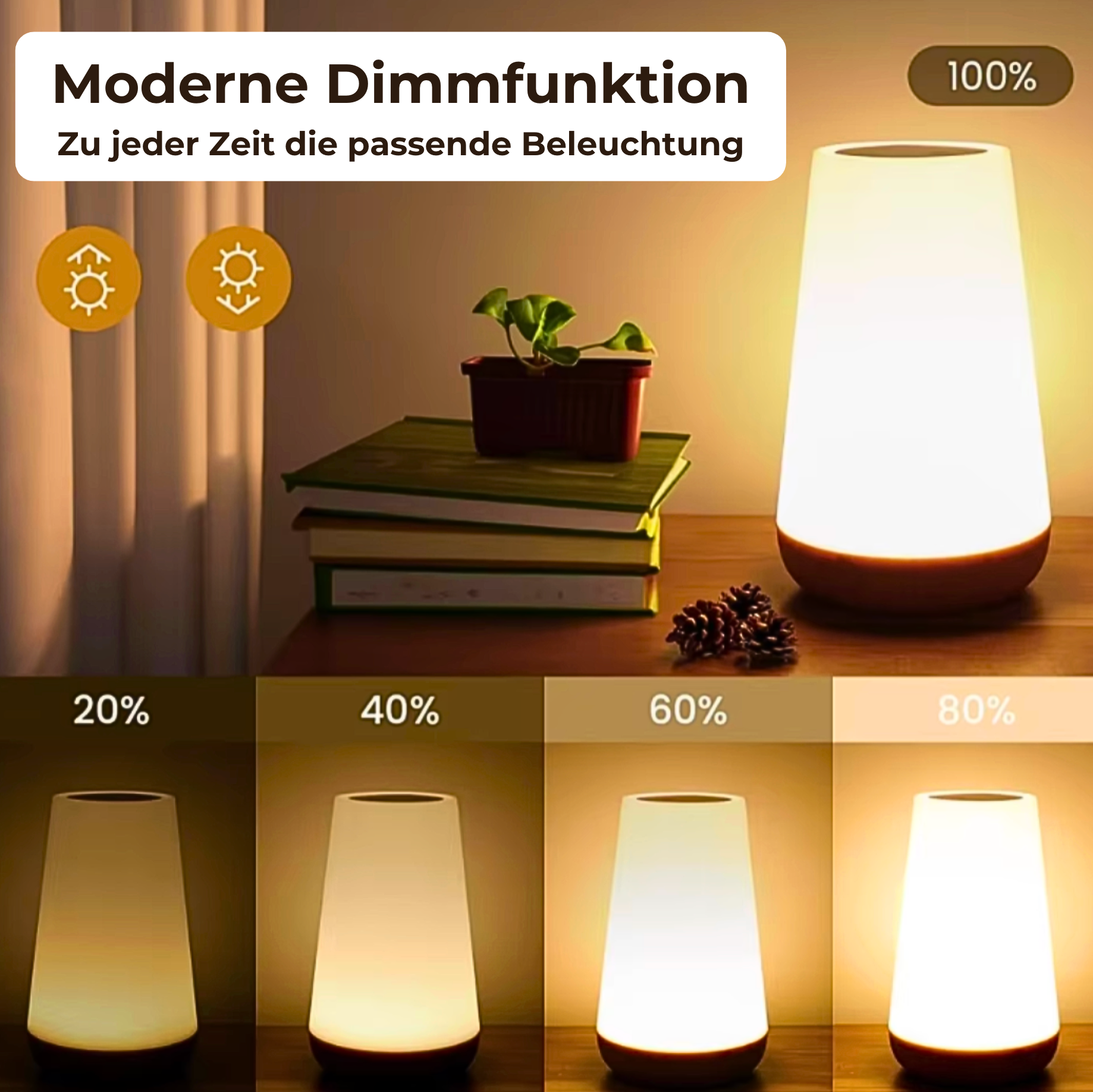 LumiSleep - Wireless USB Rechargeable Bedside Lamp with Touch Dimming (Includes 13 Colors + Remote Control)