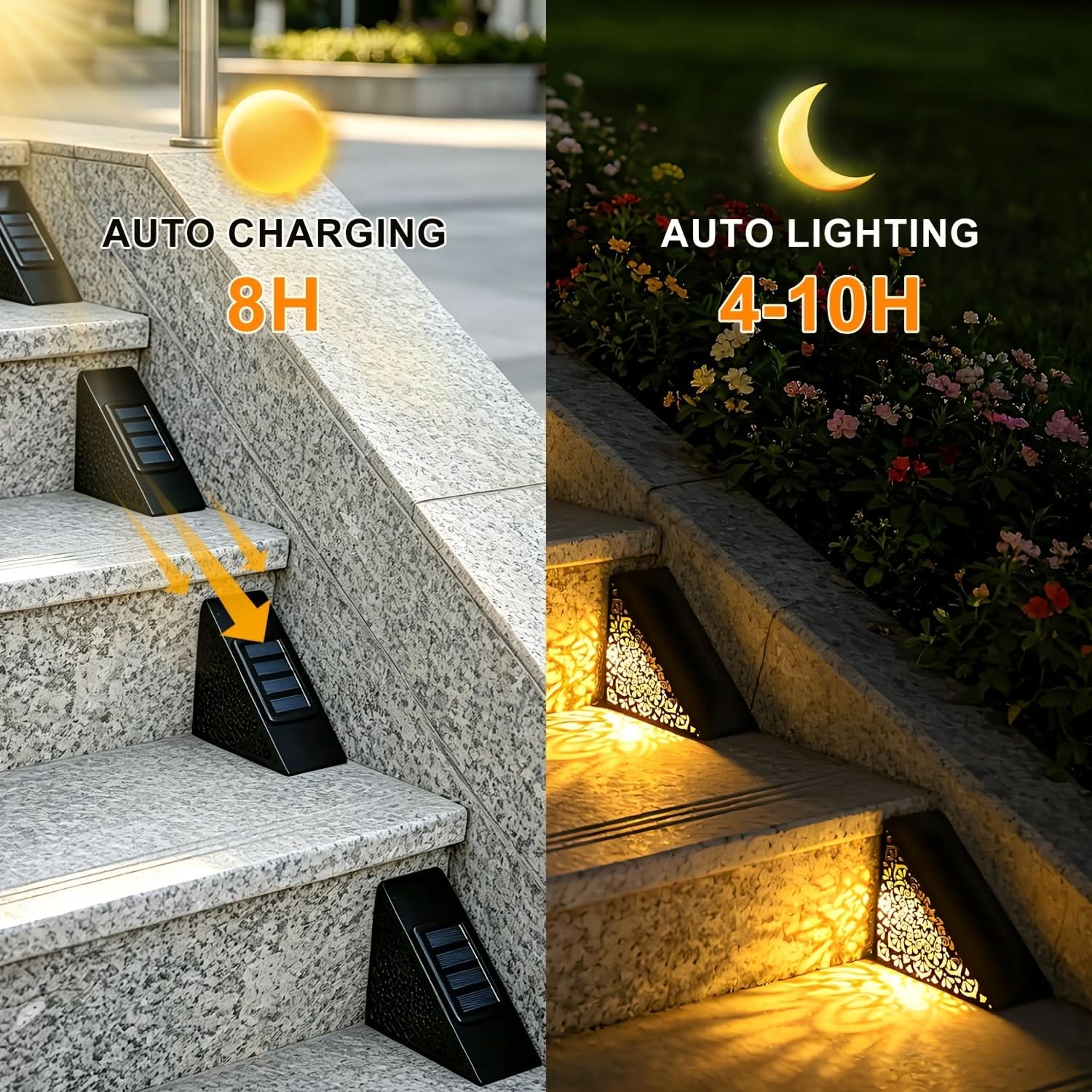 Outdoor Solar Step Lights in Metal Design