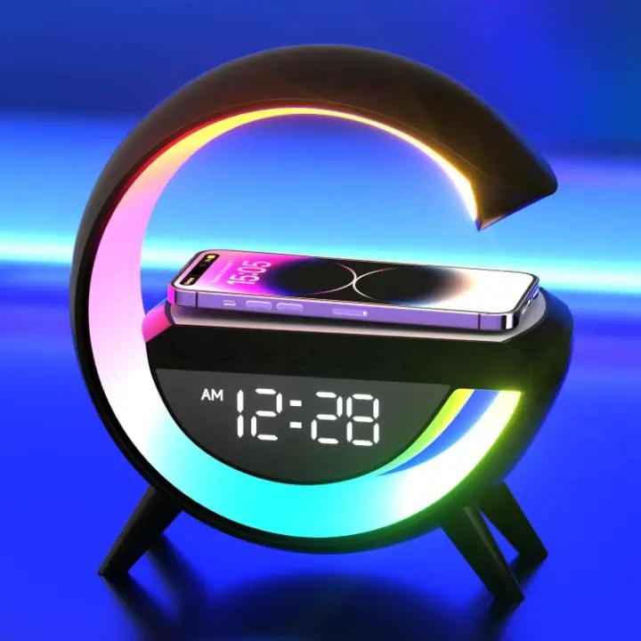 LED Clock Lamp with Alarm, Bluetooth Speaker & Wireless Charging Function