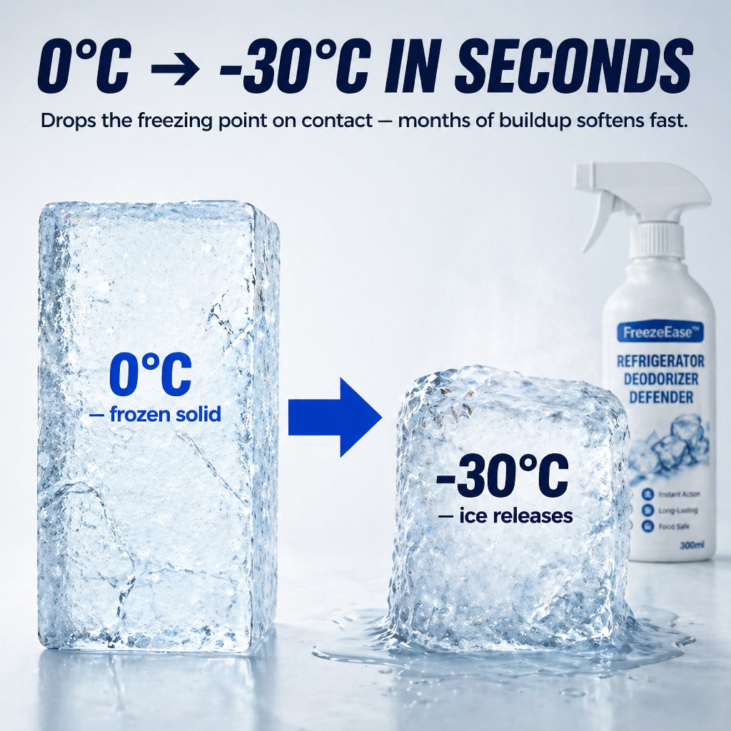 FreezeEase™ — Dissolve Stubborn Freezer Ice Fast Without Scraping or Scratching