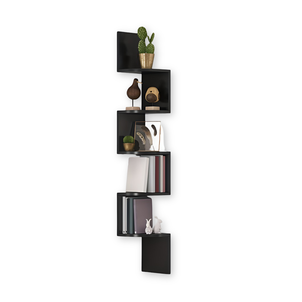 Corner Shelf 5 Tiers | Zigzag Design with Shelves | Space-Efficient Corner Placement | CornerZig
