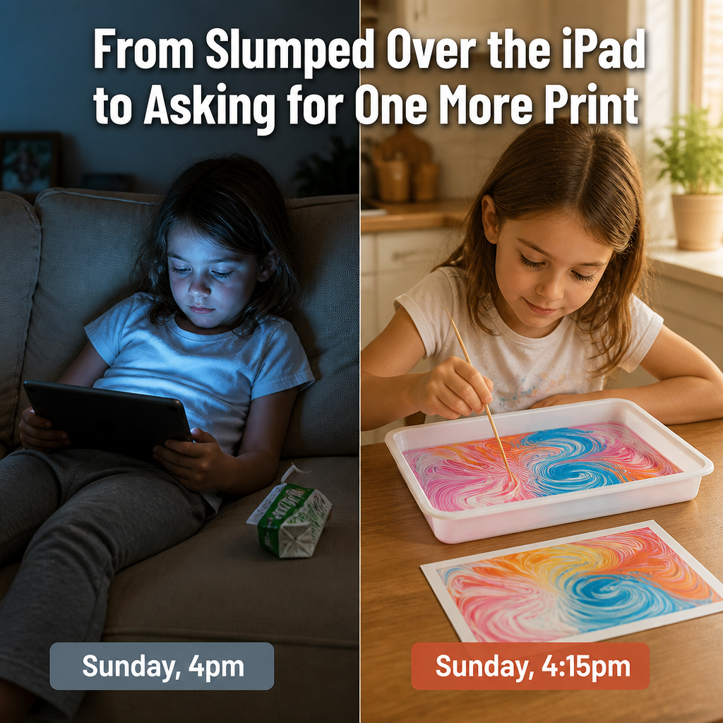SplashMuse™ Marbling Paint Kit — Swirl, Lift & Display Genuine Marbled Prints Kids Create Themselves