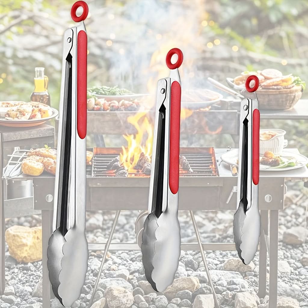 Stainless Steel Kitchen Tongs with Locking Mechanism