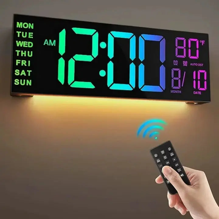 Oversized Digital Wall Clock with RGB Lighting