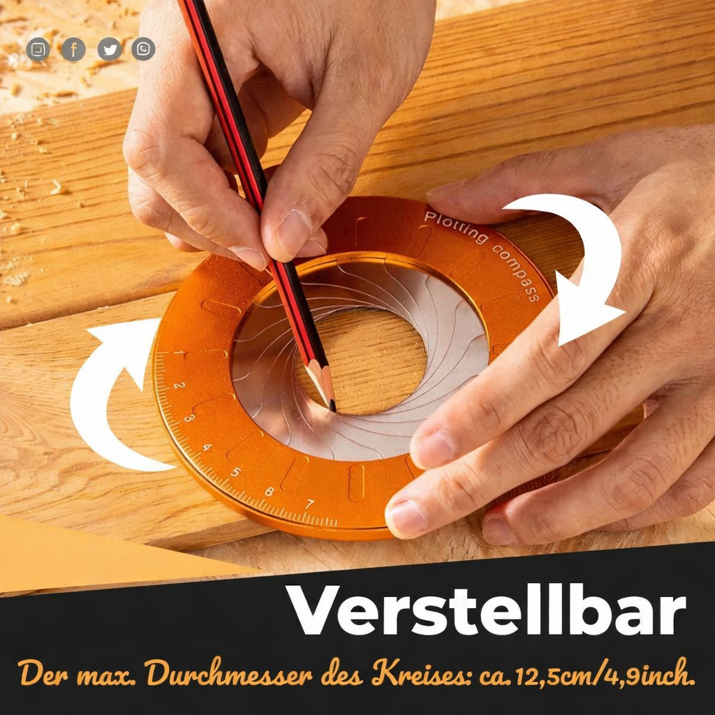 Drawing | Bendable Compass & Round Ruler | Precise Circles up to 12.5 cm | PrecisionPro