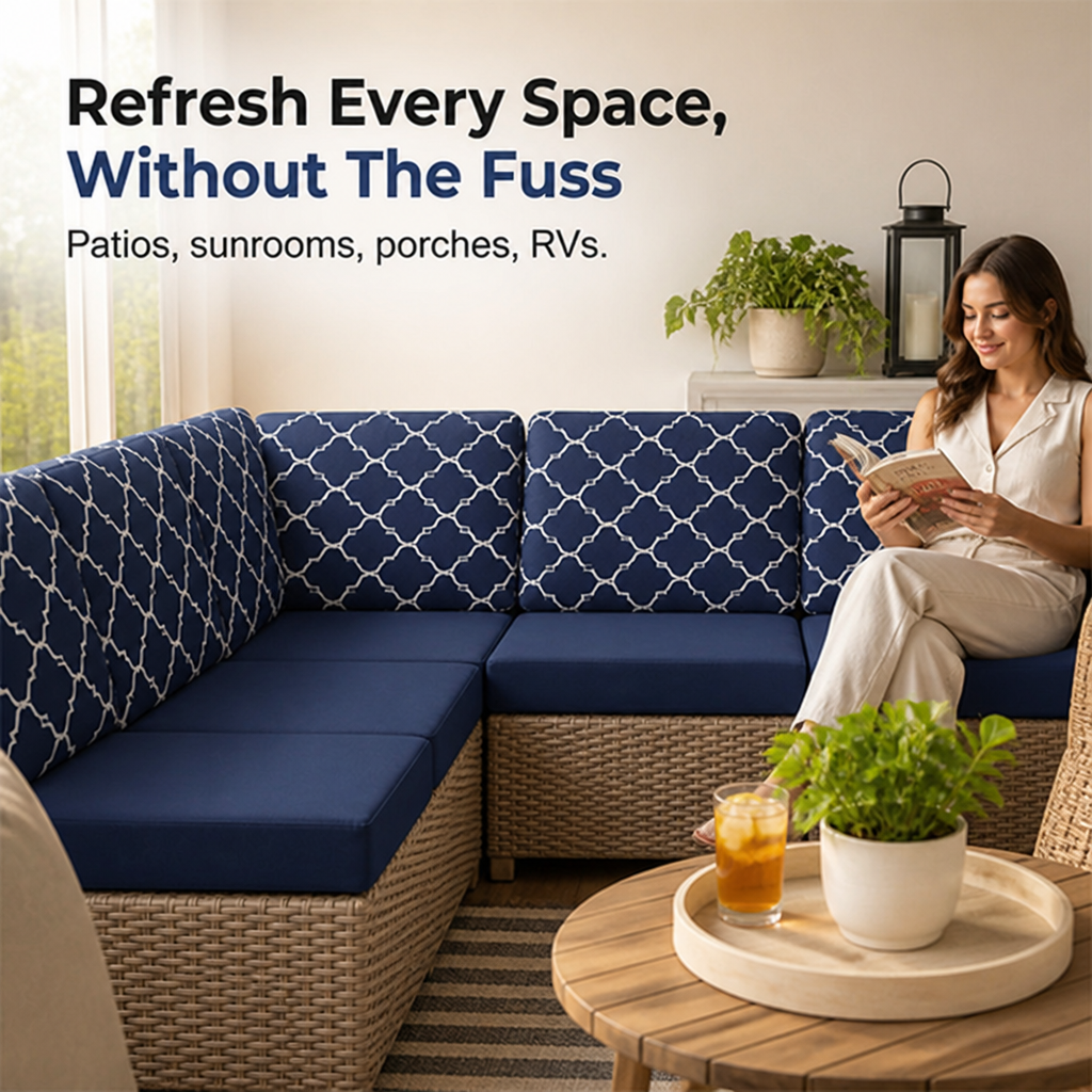 SlipTide™ Stretch Patio Sofa Cushion Covers — Wrap Your Cushions in Flawless Fit and Spill-Proof Ease