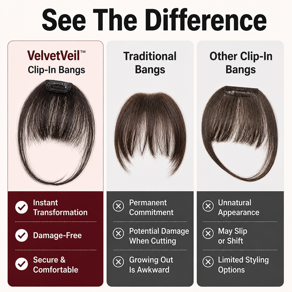 VelvetVeil™ — Instantly Own Every Room with Effortless, Flawless Bangs