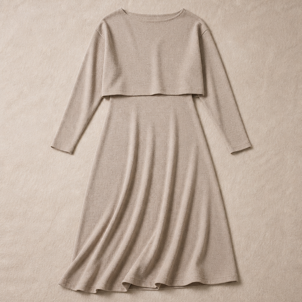 VivaBella™ – Sleek Two-Piece Knit Set with Asymmetrical One-Shoulder Top