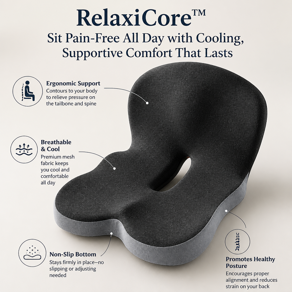 RelaxiCore™ — Sit Pain-Free All Day with Cooling, Supportive Comfort That Lasts