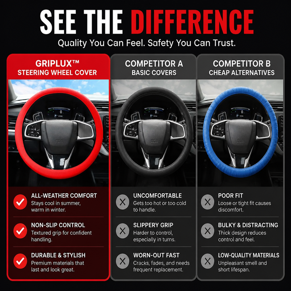 GripLux™ — Drive with Unshakable Control and Year-Round Comfort