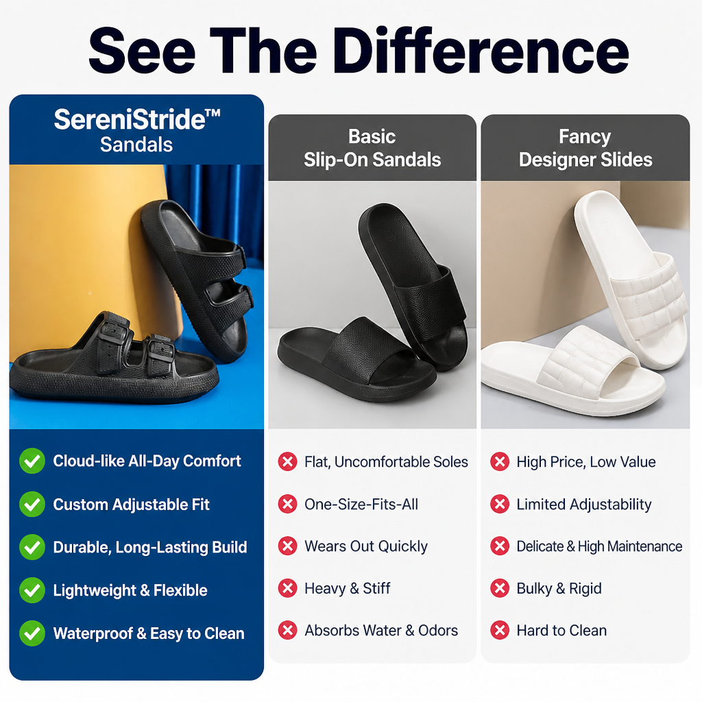 SereniStride™ Sandals — Walk Pain-Free All Day with Cloud-Like Support and Custom Comfort