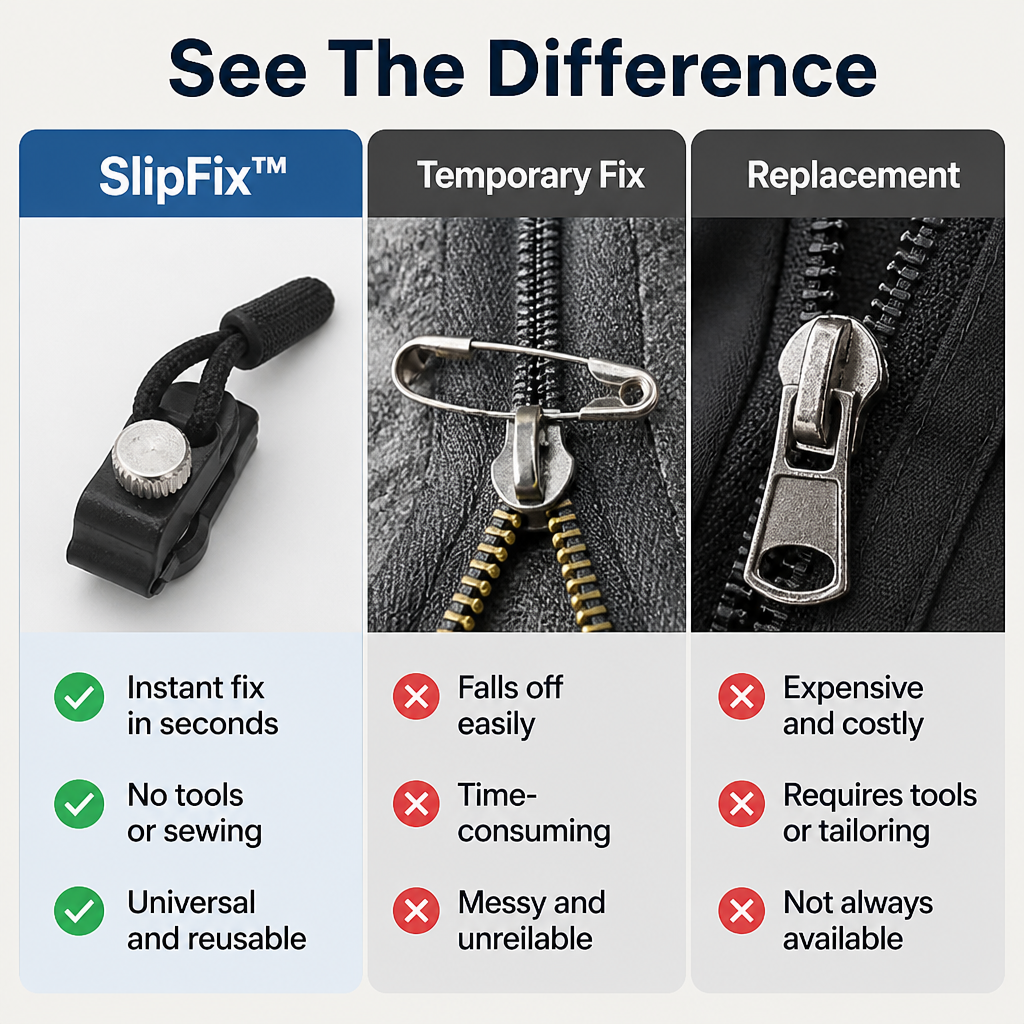 SlipFix™ — Bring Your Favorite Zippers Back to Life in Seconds, Hassle-Free