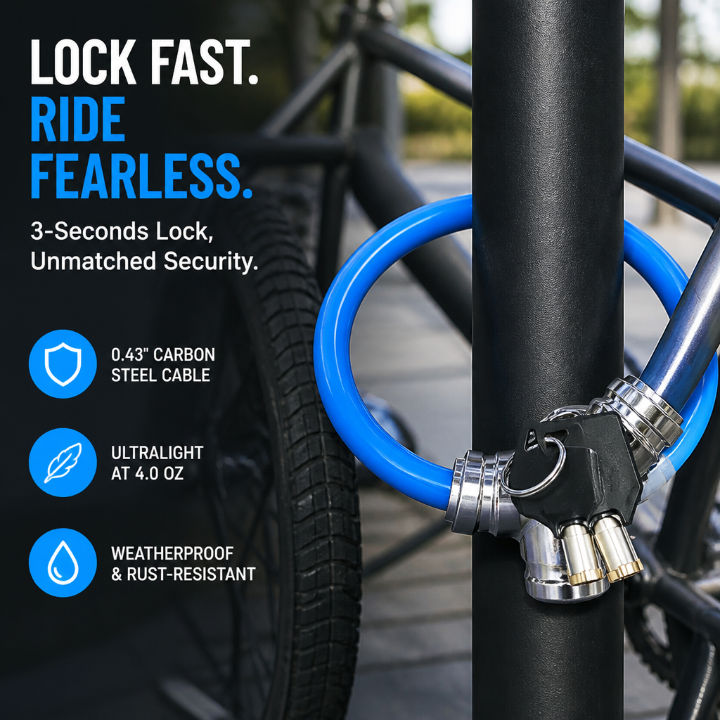 VeloShield™ Cable Lock — Feel Unbreakable Freedom Without the Bulk or Weight