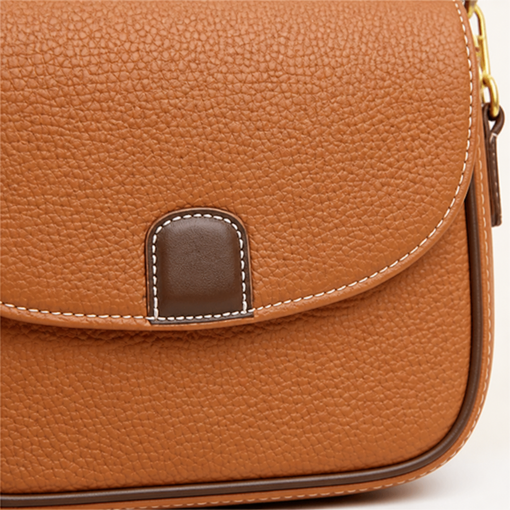 ArloVita™ – Classic Saddle Crossbody Bag with Contrast Trim & Gold Hardware