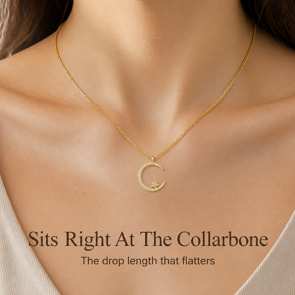 LumaLuxe™ Crescent Star Necklace — Ignite Your Inner Glow and Captivate Every Room