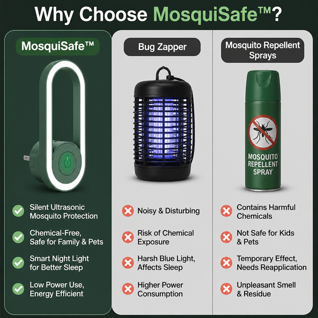 MosquiSafe™ — Sleep Peacefully with Silent, Chemical-Free Mosquito Protection