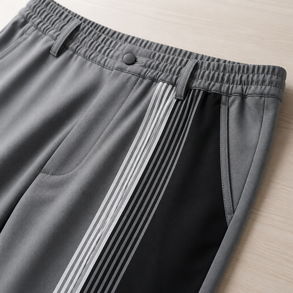 ValoroEdge™ – Color-Block Striped Mandarin-Collar Shirt & Pants Set