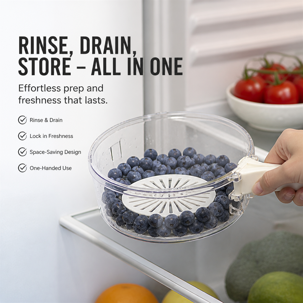 PureFlow™ Basket — Make Meal Prep a Breeze with Effortless Rinsing and Freshness Locked In